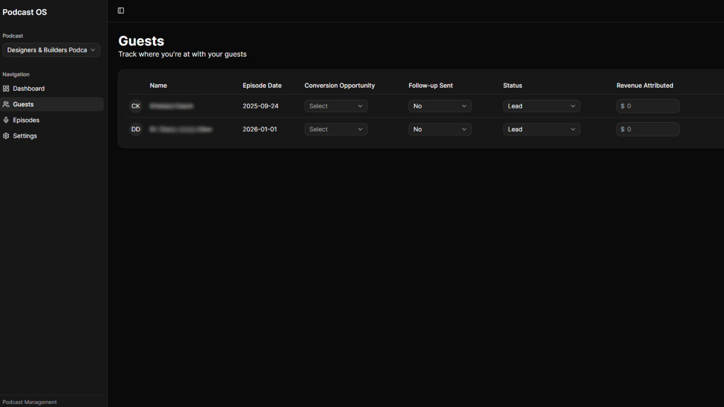Podcast OS Dashboard